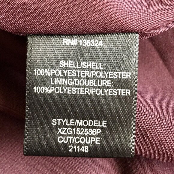 Halston Carmine Botanical Leaf Chiffon Dress Size 8 Burgundy - Picture 11 of 12